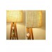 Teak Wooden Floor Lamp/Three-Tier Shelf With Jute Fibre Lamp Shade